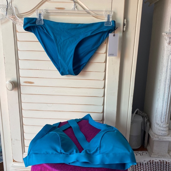 Onia dark teal bikini set Alexandra Top Lily Bottom Large New w Tags - Picture 5 of 16